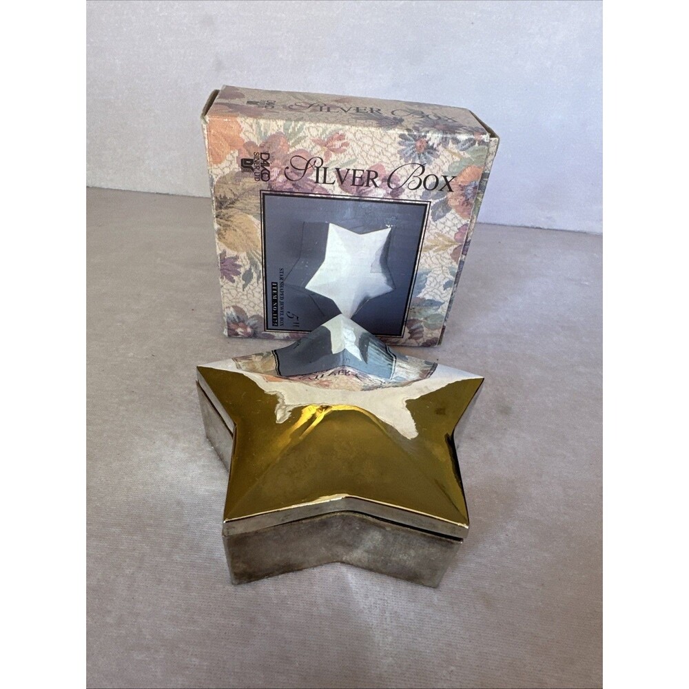 Vintage Silver Plates Star Shaped Jewelry Trinket Box